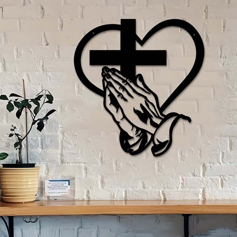 Elegante christliche Herz & Kreuz Wandkunst