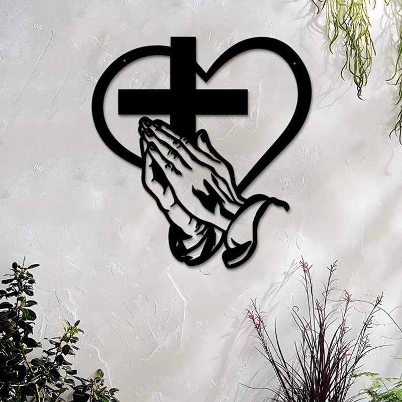 Elegante christliche Herz & Kreuz Wandkunst