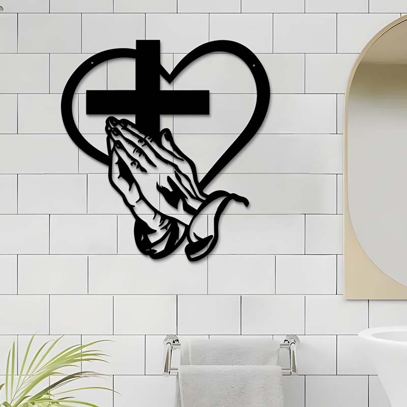 Elegante christliche Herz & Kreuz Wandkunst