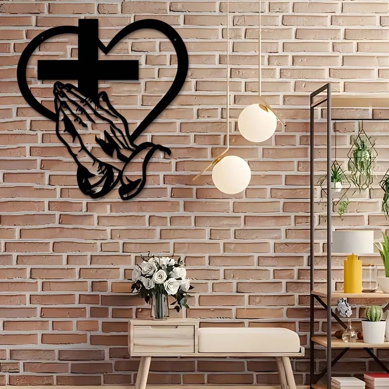 Elegante christliche Herz & Kreuz Wandkunst