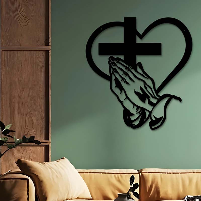 Elegante christliche Herz & Kreuz Wandkunst