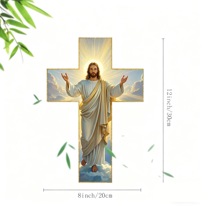 Retro Jesus Christus Wandkreuz - Vintage Holzdesign mit Religiöser Symbolik für Spirituelle Raumdekoration 🕊️🌟