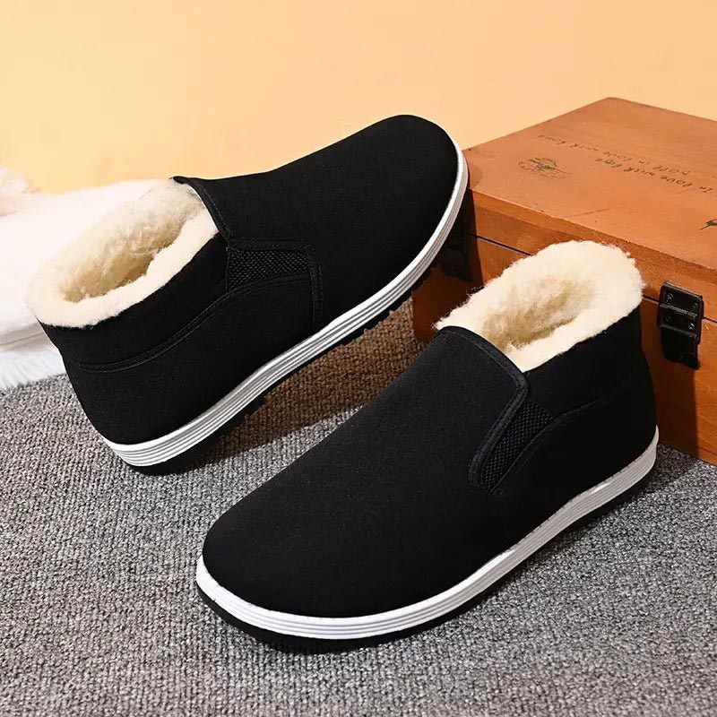 🔥Letzter Tag des Ausverkaufs 50 % Rabatt🔥Baumwollschuhe mit superwarmem Kunstfellfutter und rutschfester Sohle für Herren
