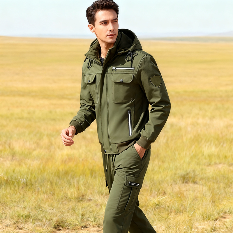 Gefüttertes winddichtes Herren-Set: Jacke und Hose
