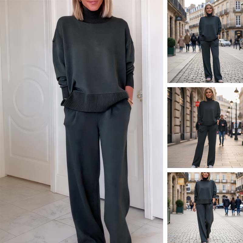 Damen-Loungewear-Set aus Strick mit Rollkragen