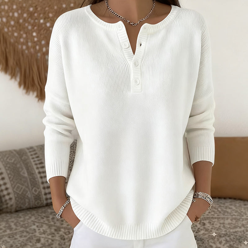 🔥Black-Friday-Mega-Angebot – 50 % Rabatt!🔥Damen Strickpullover mit Henley-Kragen