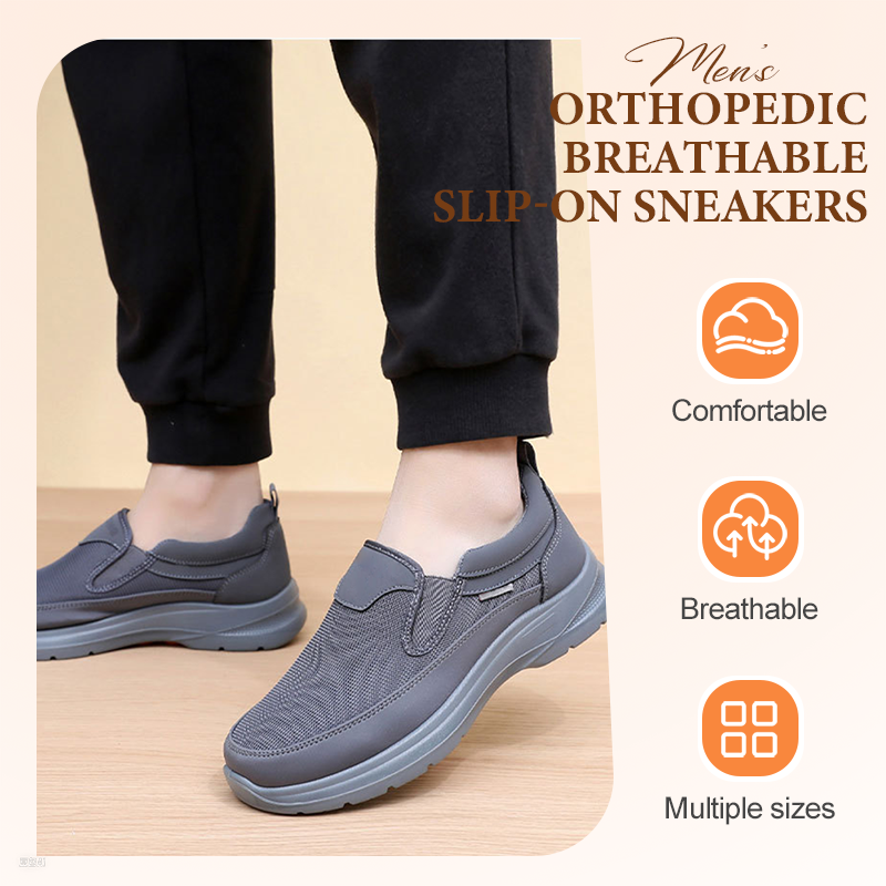 👟 49% RABATT JETZT! ✨ Herren Orthopädische Atmungsaktive Slipper-Sneakers - Fußgewölbe Unterstützung mit Memory-Schaum Einlegesohlen für Ganzägigen Komfort 🏃‍♂️💨