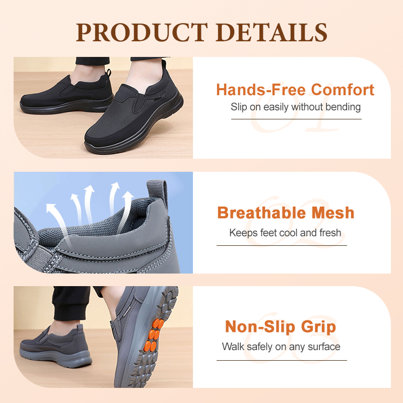 👟 49% RABATT JETZT! ✨ Herren Orthopädische Atmungsaktive Slipper-Sneakers - Fußgewölbe Unterstützung mit Memory-Schaum Einlegesohlen für Ganzägigen Komfort 🏃‍♂️💨