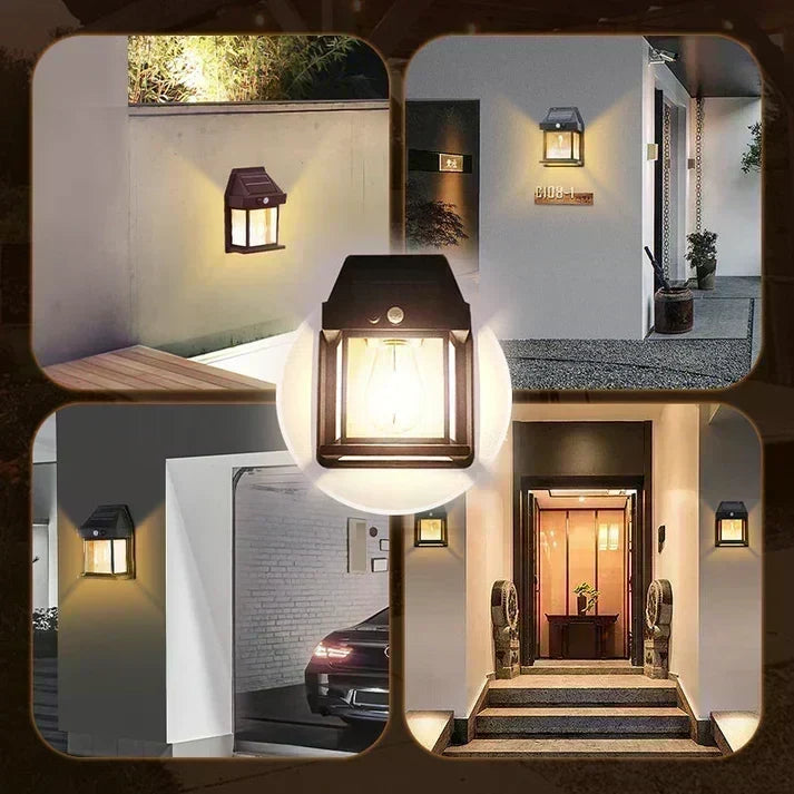 ⏳Zeitlich begrenztes Angebot⏳ Solar-Wandleuchte mit Bewegungsmelder – warmweißes Licht im Laternenstil, 3 Modi, Schwarz oder Weiß