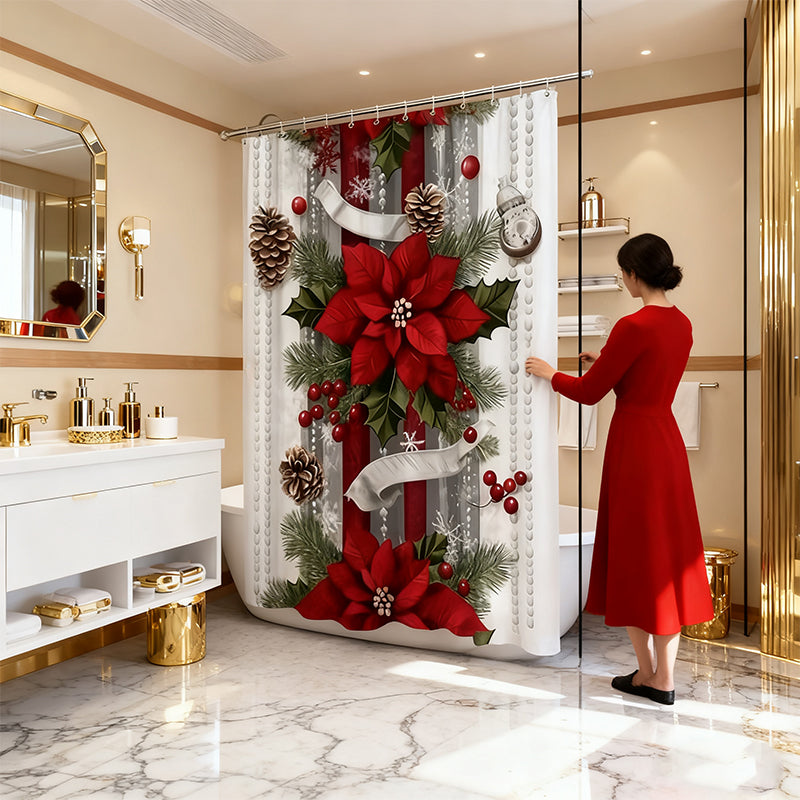 Weihnachtsroter Druck Feiertags-Duschvorhang