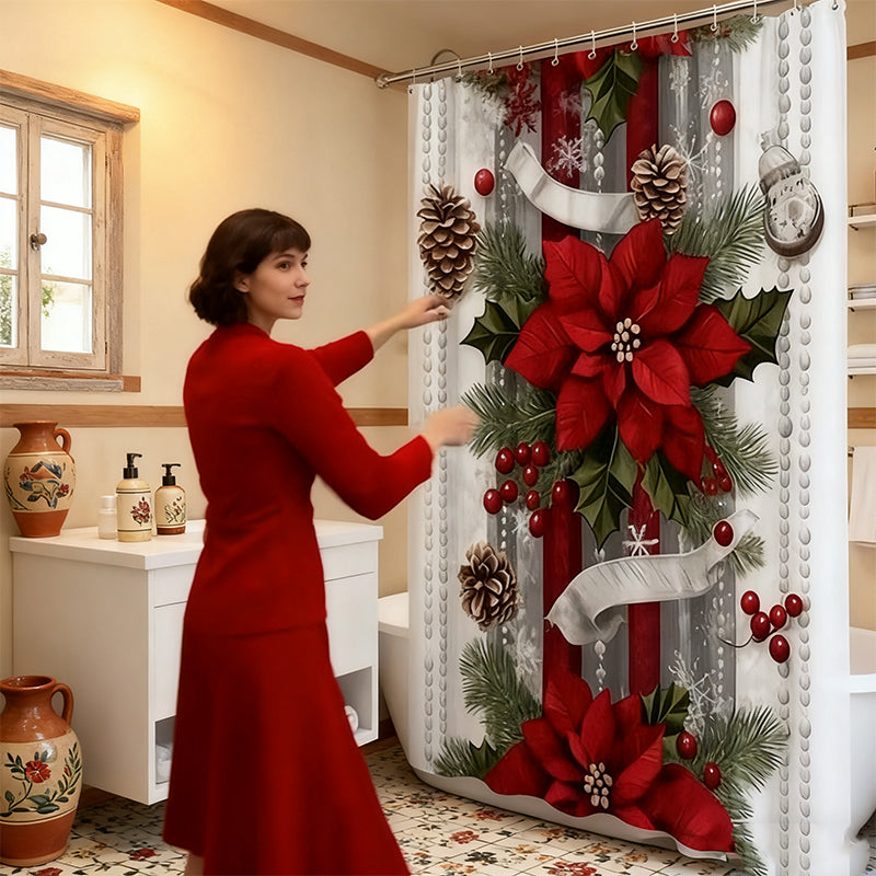 Weihnachtsroter Druck Feiertags-Duschvorhang