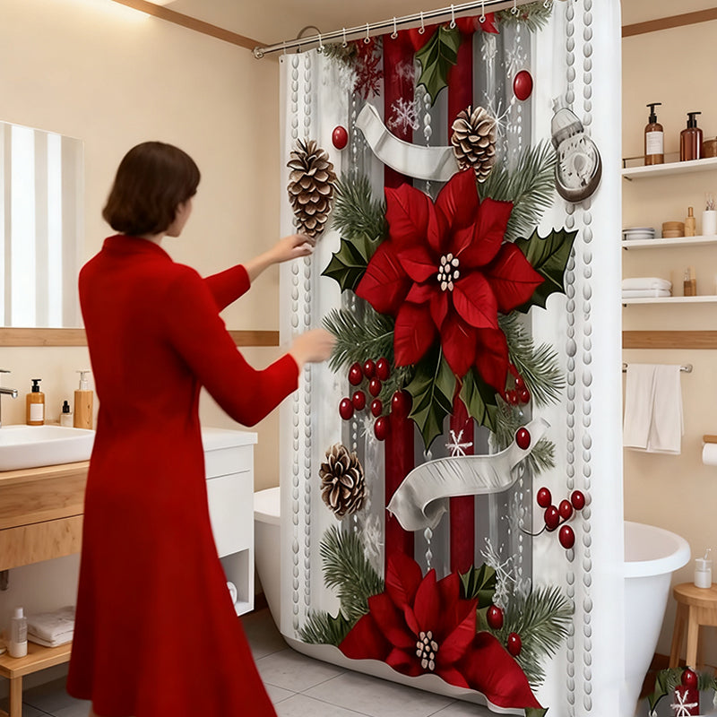 Weihnachtsroter Druck Feiertags-Duschvorhang