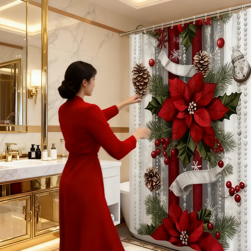 Weihnachtsroter Druck Feiertags-Duschvorhang