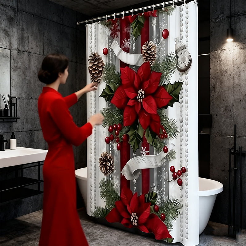 Weihnachtsroter Druck Feiertags-Duschvorhang