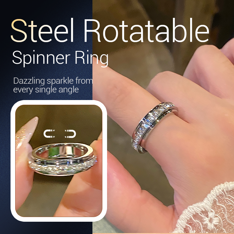 🔥Solange der Vorrat reicht 50% Rabatt!🎉Drehbarer Spinner-Ring aus Titanstahl mit Zirkonia