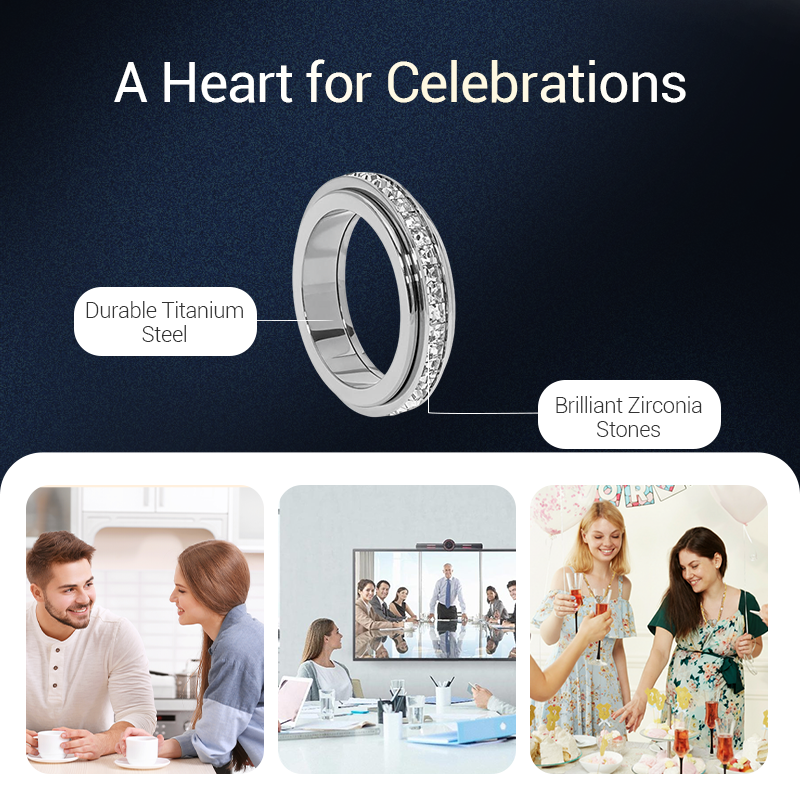 🔥Solange der Vorrat reicht 50% Rabatt!🎉Drehbarer Spinner-Ring aus Titanstahl mit Zirkonia