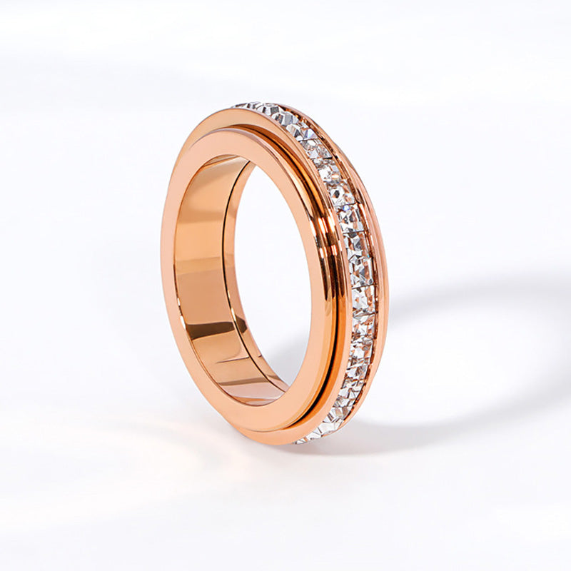 🔥Solange der Vorrat reicht 50% Rabatt!🎉Drehbarer Spinner-Ring aus Titanstahl mit Zirkonia