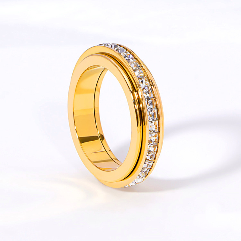 🔥Solange der Vorrat reicht 50% Rabatt!🎉Drehbarer Spinner-Ring aus Titanstahl mit Zirkonia