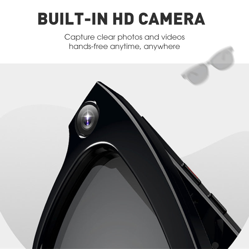 KI-Smart-4K-Kamerabrille, 1080P-HD-Videos, fotokrommatische Gläser, Ultraweitwinkel, Anti-Vibration, Vlog-Aufnahme, KI-Übersetzung, KI-Sprachassistent, freihändig, Wi‑Fi-Übertragung, Musiksteuerung