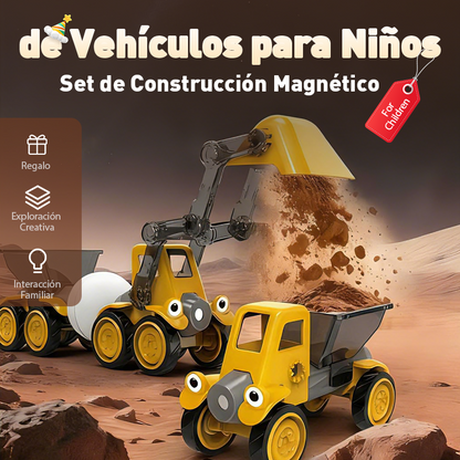 🎄 Magnetisches Fahrzeug-Bauset – Das ideale Weihnachtsgeschenk für kleine Baumeister 🚜