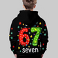 Kinder Weihnachts-Kapuzenpullover mit „67“ Grafik-Print