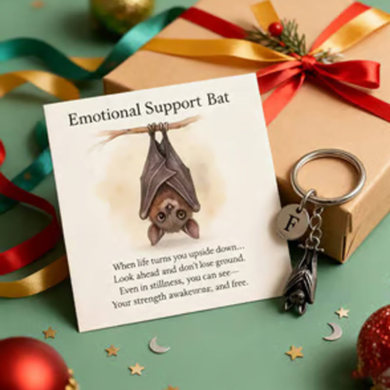 ✨Black Friday 50 % Rabatt!🦇Emotionaler Unterstützungs-Fledermaus-Schlüsselanhänger mit Grußkarte
