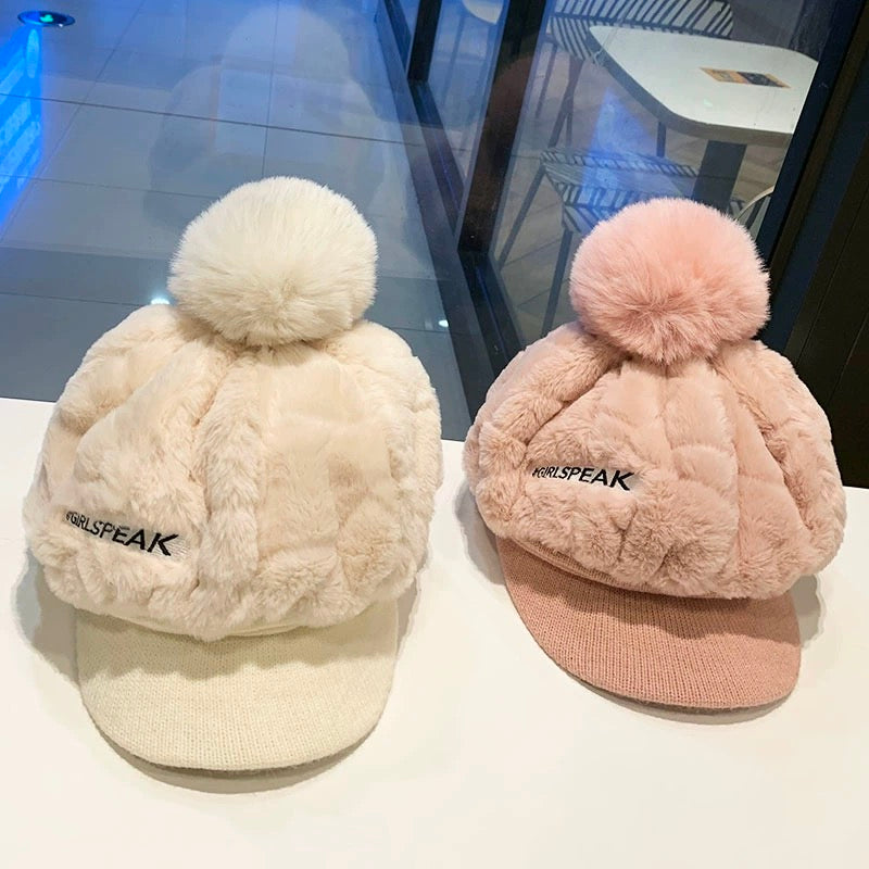 [Das beste Geschenk für sie] Warme Damenmütze mit kurzer Krempe für den Winter
