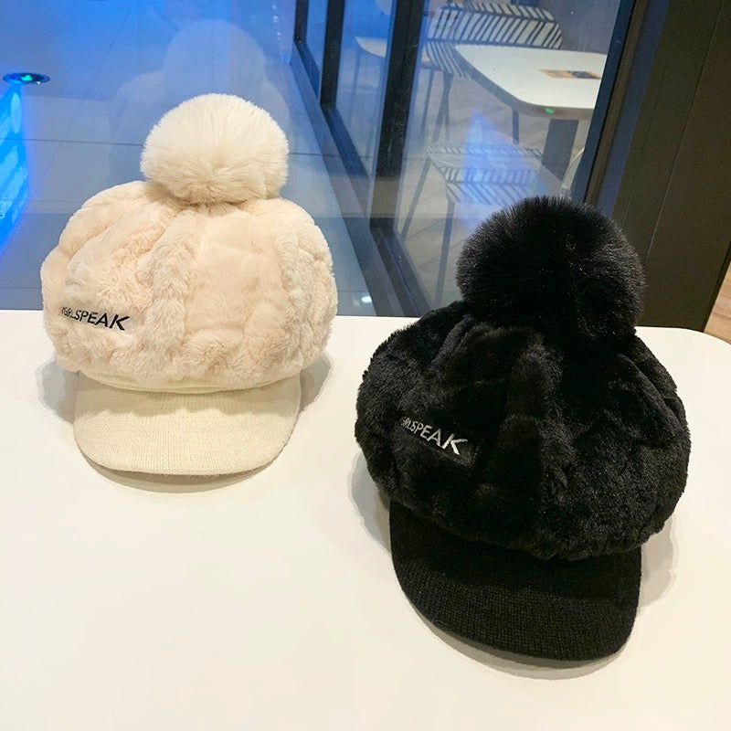 [Das beste Geschenk für sie] Warme Damenmütze mit kurzer Krempe für den Winter