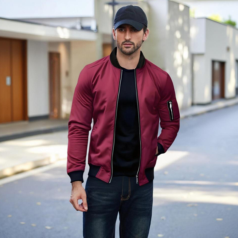 ⏳Zeitlich begrenztes Angebot: 49% Rabatt⏰ Klassische Herren-Bomberjacke mit Reißverschluss🧥