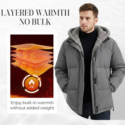 🔥Solange der Vorrat reicht 50 % Rabatt!🎉Kältebeständiger, winddichter Herrenmantel mit Kapuze und Thermofutter