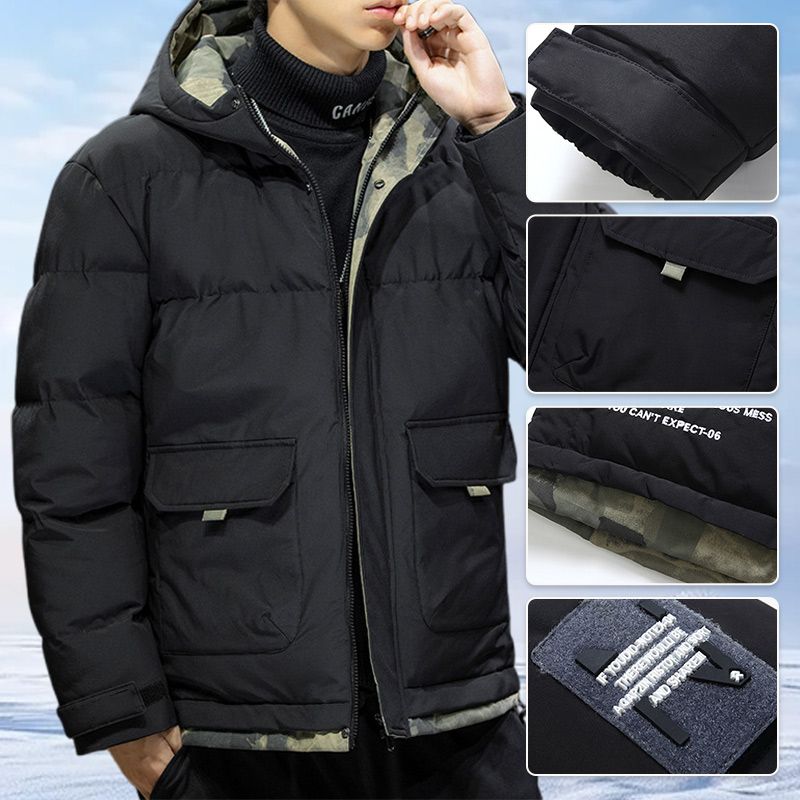 Stylische Daunenjacke mit Kapuze aus Baumwolle für Männer