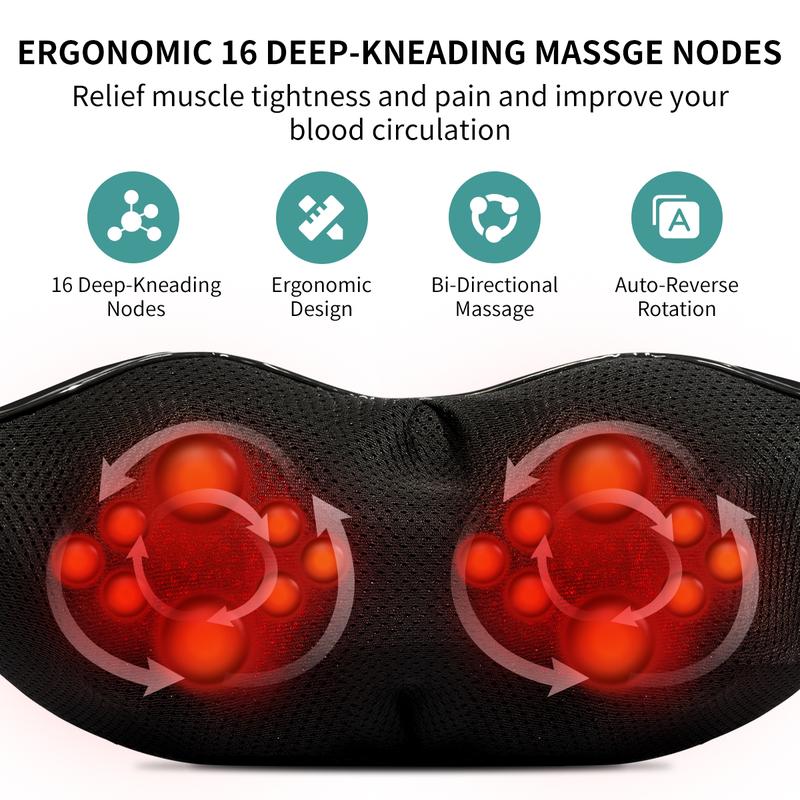 🔥Nur für kurze Zeit: 50 % Rabatt🔥 Beheizbares Shiatsu-Nackenmassagegerät | 16 tiefenwirksame Massageköpfe | Muskelentspannung