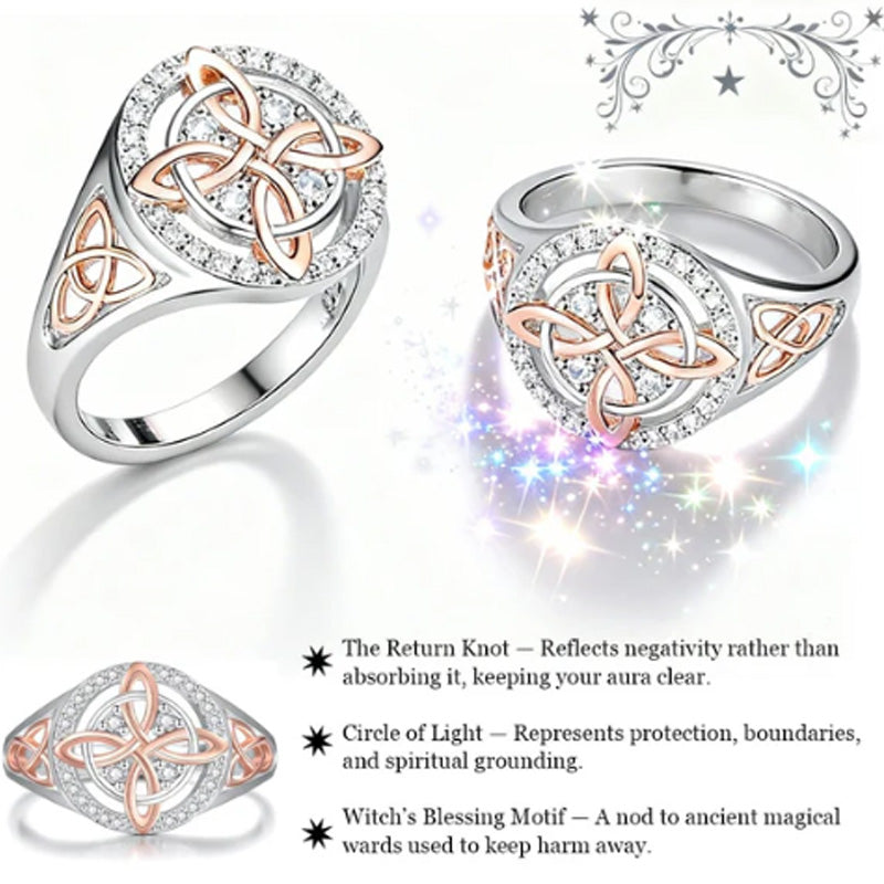 📢📢60%  OFF!! ⏰Elegant 2-Tone Celtic Knot Zircon Ring