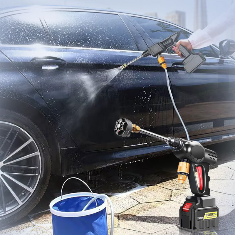 🚗 50% RABATT! 💦 Akku Hochdruckreiniger 45bar – 2X3000mAh, 180° Verstellbare Düse & 5m Schlauch für Auto, Terrasse und Bewässerung 🔋