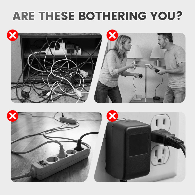 EU-Stecker-Wandler-Steckdose mit 4 Steckdosen, Multi-Port-Wanddose mit unabhängigem Schalter und kleinem Nachtlichtadapter