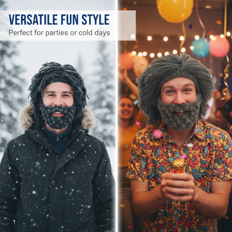 📢📢50 %  RABATT !! ⏰Punk-Style-Hut mit angebrachter einfacher Perücke und gestrickter Bart