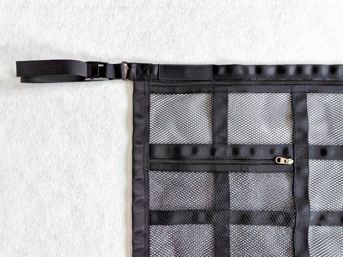 🚤 50% sparen! 🎣 Overhead Mesh Aufbewahrungsnetz – Mehrere Taschen & verstellbar für SUV/Van ✨
