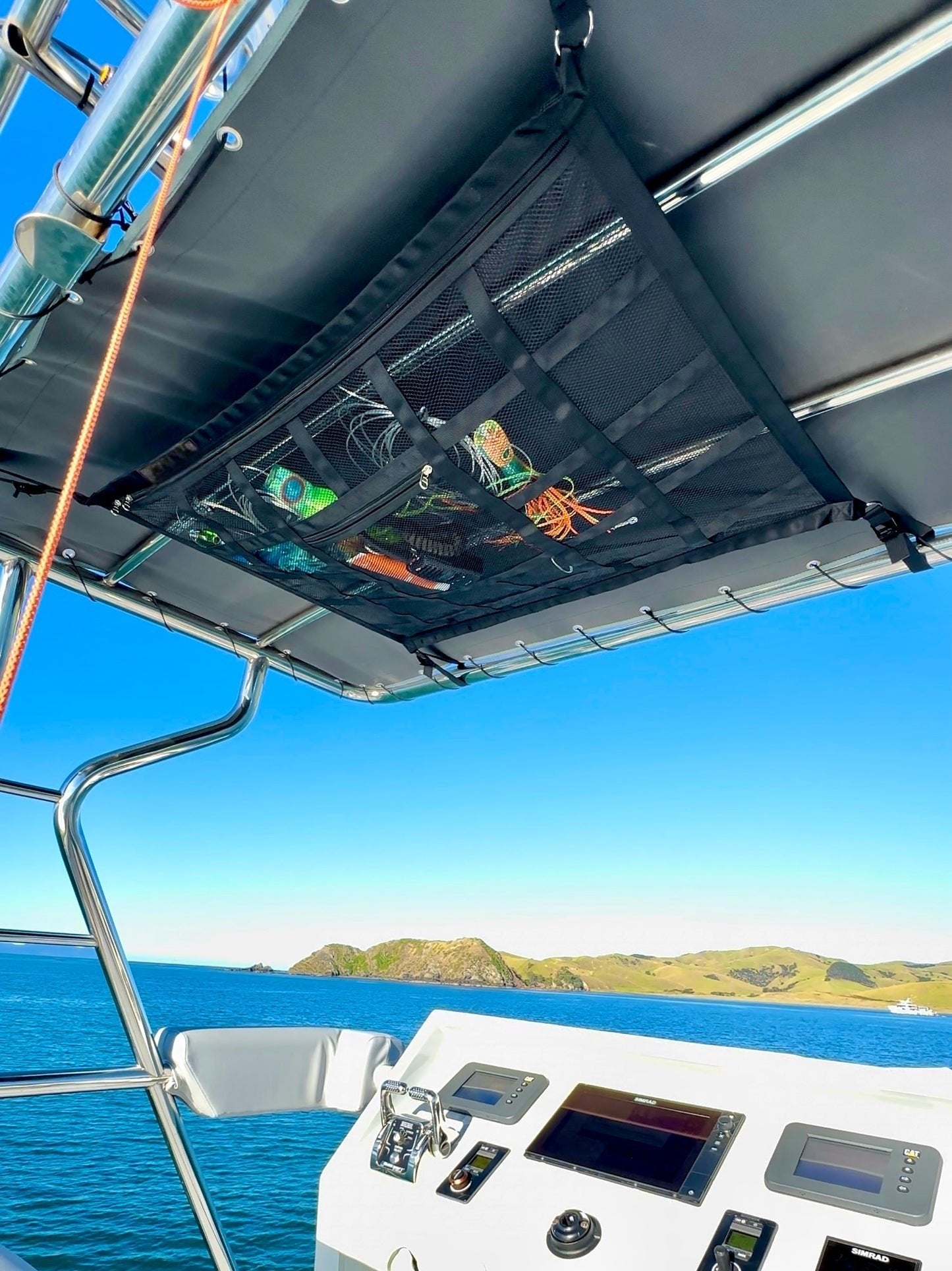 🚤 50% sparen! 🎣 Overhead Mesh Aufbewahrungsnetz – Mehrere Taschen & verstellbar für SUV/Van ✨