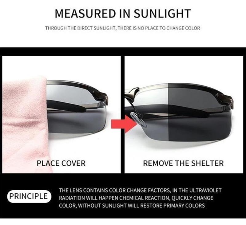 🕶️ 55% RABATT! ⏰ Photochrome Sonnenbrille mit polarisierten blendfreien HD-Gläsern – Randloser Sportrahmen – Perfekt für Autofahren, Angeln, Radfahren & Outdoor – schützt zuverlässig bei jedem Wetter ☀️