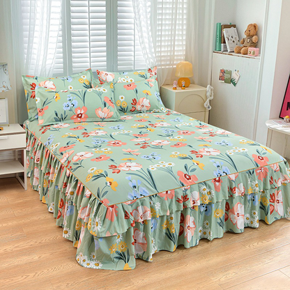 ⏳ Nur heute: 50% Rabatt | 3-teiliges Rüschen-Bettrock-Set 🛏️