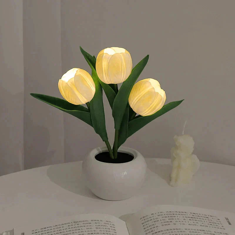 🌷LED-Tulpenlampe, simuliertes Tulpen-Nachtlicht mit Vase, Tischlampe, Dekoration, geeignet für Zuhause, Wohnzimmer, Tischdekoration
