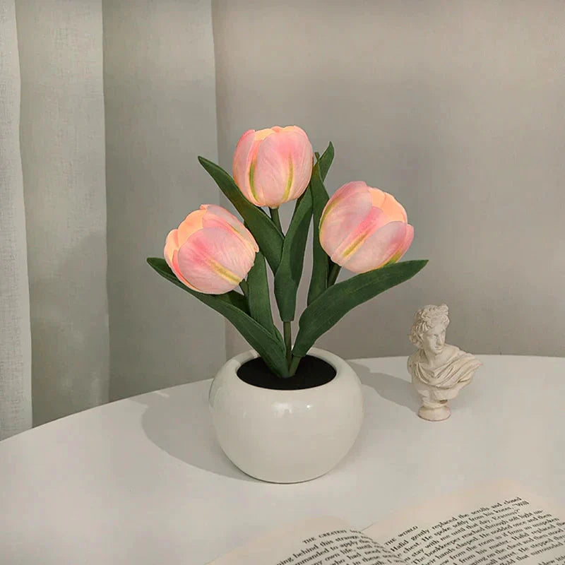 🌷LED-Tulpenlampe, simuliertes Tulpen-Nachtlicht mit Vase, Tischlampe, Dekoration, geeignet für Zuhause, Wohnzimmer, Tischdekoration