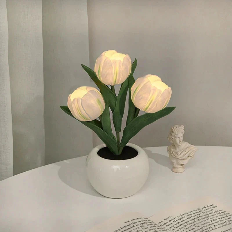 🌷LED-Tulpenlampe, simuliertes Tulpen-Nachtlicht mit Vase, Tischlampe, Dekoration, geeignet für Zuhause, Wohnzimmer, Tischdekoration