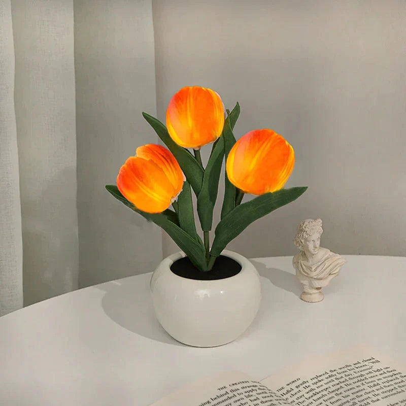 🌷LED-Tulpenlampe, simuliertes Tulpen-Nachtlicht mit Vase, Tischlampe, Dekoration, geeignet für Zuhause, Wohnzimmer, Tischdekoration