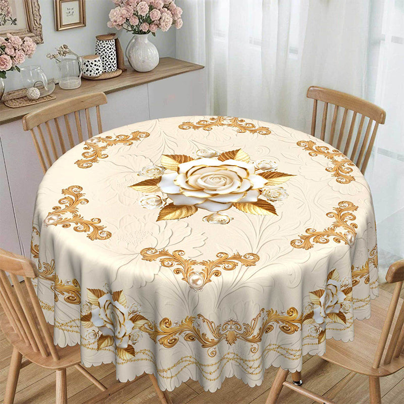 Wasserdichte Tischdecke mit Goldenem Rosenmuster – Elegant & Pflegeleicht 🌹✨
