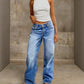 👖Mühelos schicke, locker sitzende Jeans mit weitem Bein
