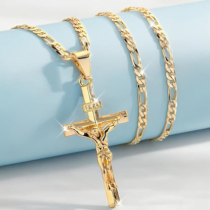 ✝️Goldfarbene Kruzifix-Halskette
