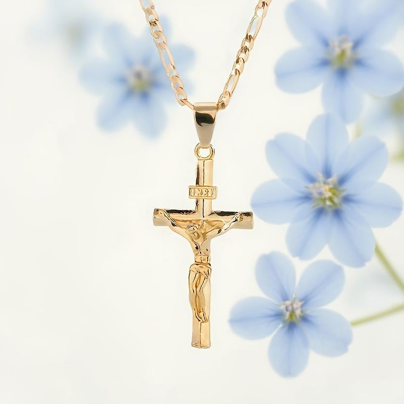 ✝️Goldfarbene Kruzifix-Halskette