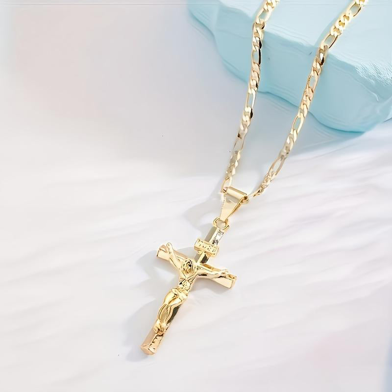 ✝️Goldfarbene Kruzifix-Halskette