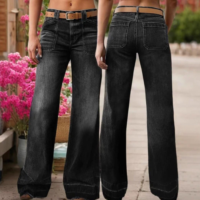 ✨🔥Retro-Schlagjeans für Damen mit Taschen👖